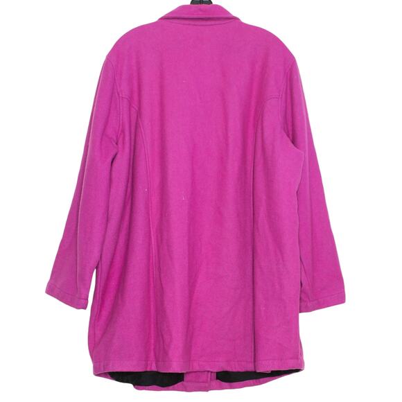 Ulla Popken Coat Wool Relaxed Minimalist Preppy 90s Statement Magenta Size 20/22 - Picture 2 of 9